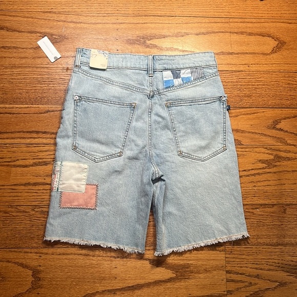 Anthropologie Blue Cotton High Rise Y2K Vintage Jorts With Colorful Patches A32 - Picture 4 of 4